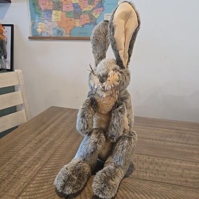 Folkmanis Jack Rabbit Hand Puppet Plush Large Brown 22  Realistic Movable Mouth