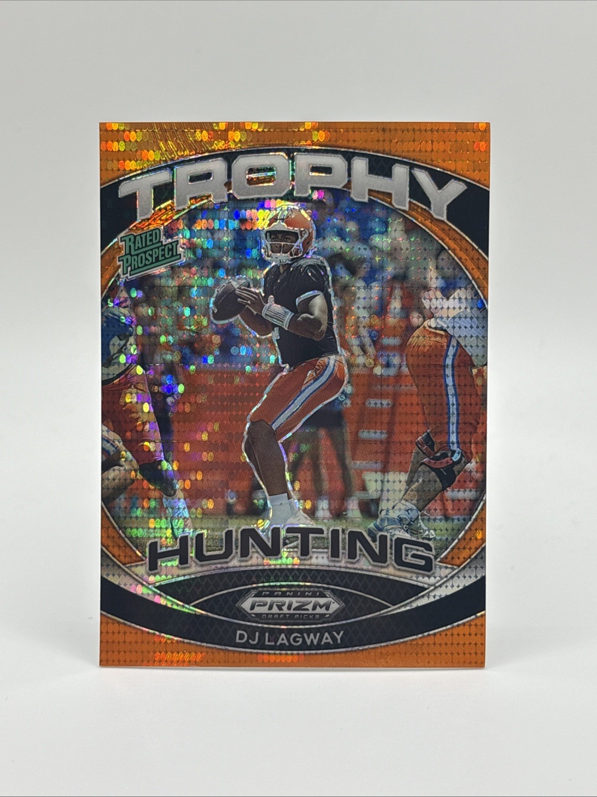2024 Panini Prizm Draft Picks Trophy Hunting Orange Pulsar DJ Lagway /49 SP