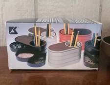 Vintage 1980s Park Sherman Plastic Swivel Desk Caddy Canon Copier Advertising 