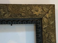 Antique Victorian Carved Wood and Gesso Gilt Embellished Frame 10” X 8” Rabbet