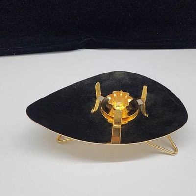 Mid-Century Candle Holder Brass Kidney Atomic Shape by David Douglas 8'' Wide