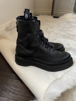 Authentic R13 single stack black platform men’s boots SINGLE STACK CHELSEA BOOT - BLACK | R13 main image 4