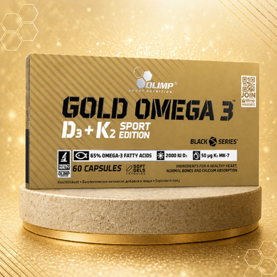 GOLD OMEGA 3 D3+K2 SPORT EDITION - 60 Capsules - Vit D3 & K2 -Bones, Heart, Eyes
