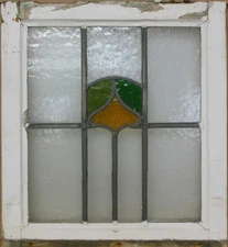ABSTRACT OLD ENGLISH LEADED STAINED GLASS WINDOW 18" X 19"