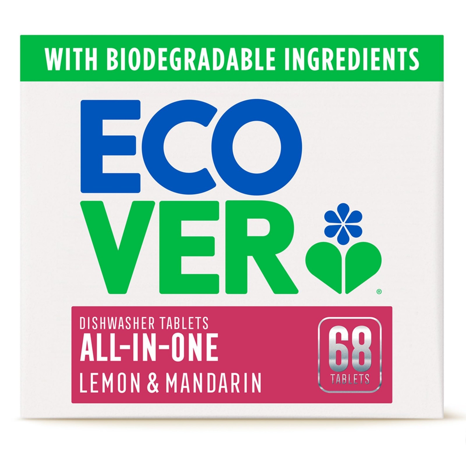 Ecover All in One Dishwasher Tablets, Contains Salt 20 g (Pack of 68), White