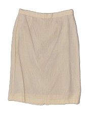 VINTAGE Womens High Waist Straight Skirt IT 48 XL W32 Off White Viscose DN01