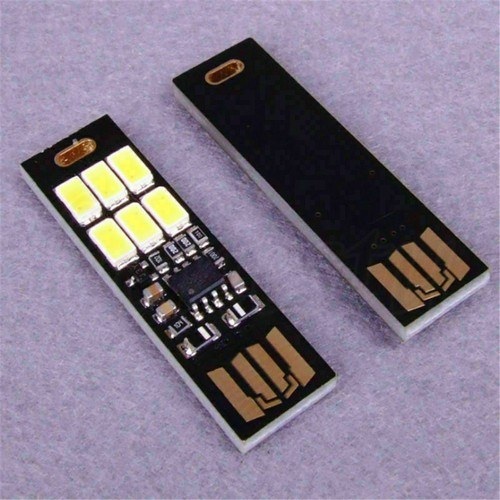 1PC Pocket Card Lamp Bulb 6 LED Keychain Mini LED Night Light Portable USB Power - Photo 3/9