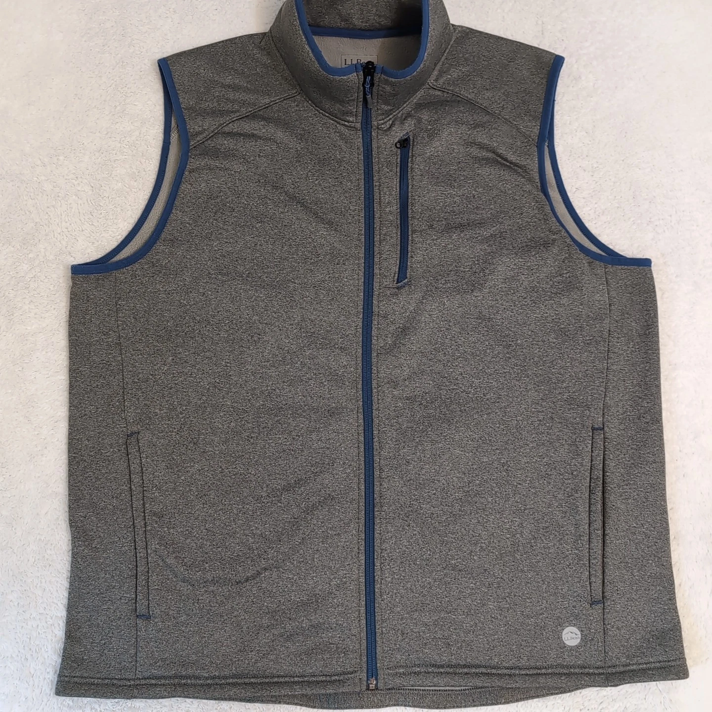 L.L. Bean Men's XL Full Zip Fleece Vest Performance Stretch Zip Pocket Gray