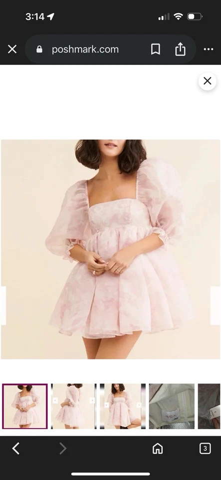 Mini Vestido Selkie Rosa Manga Abullonada Free People Foto 3 de 4