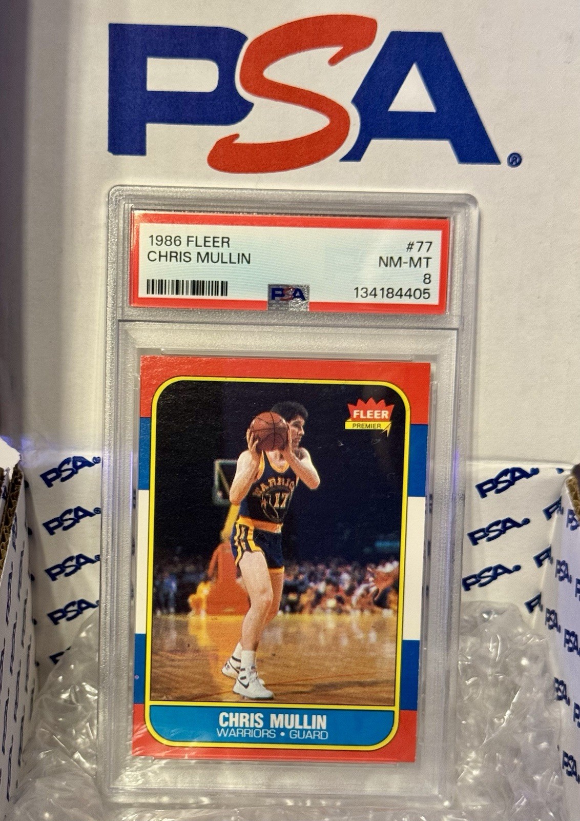 1986-87 Fleer Basketball Chris Mullin #77 Rookie Card RC HOF PSA 8 NRMT-MT