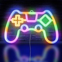 Hotut LED Neonlicht Gamepad, Bunt Wanddeko FüR Gaming Room, Bar, 24,6X16,5 Cm