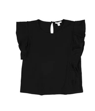 bar III Womens Ruffle Basic T-Shirt