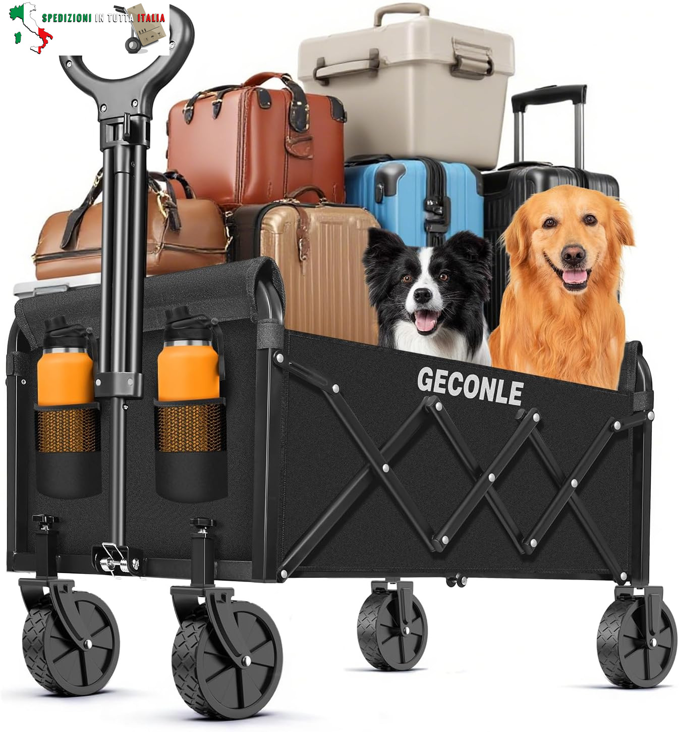 Carrello Spiaggia e Spesa Pieghevole 100kg - Salvaspazio per Famiglie