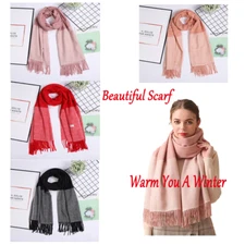 Women Cashmere Scarf Splicing Scotland Pashmina Shawl Wrap Warm Holiday Gift