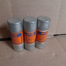 LOT OF THREE, GOULD SHAWMUT 1-1/4A 600V AMP-TRAP FUSES AJT1-1/4 2-D