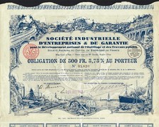 FRANCE INDUSTRIAL TOOLS & PUBLIC WORKS COMPANY stock certificate/bond