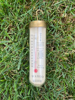 Vintage Advertising  Egg Thermometer WAHOO HATCHERY Nebraska Glass Tube