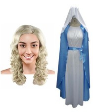 Paquete Vestido Peluca Ondulada Juegos con disfraces Madre de Jesús Virgen María Bíblica HC-017 HW-1968