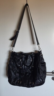 PRADA Umhänge-/Tragetasche, Shopper, Doppelgriffe, Leder, groß, schwarz