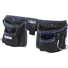 Image of Faithfull Double Tool and Nail Pouch Leather Tool Belt
