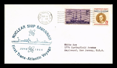 DR JIM STAMPS US COVER NUCLEAR SHIP SAVANNAH FIRST TRANS-ATLANTIC VOYAGE