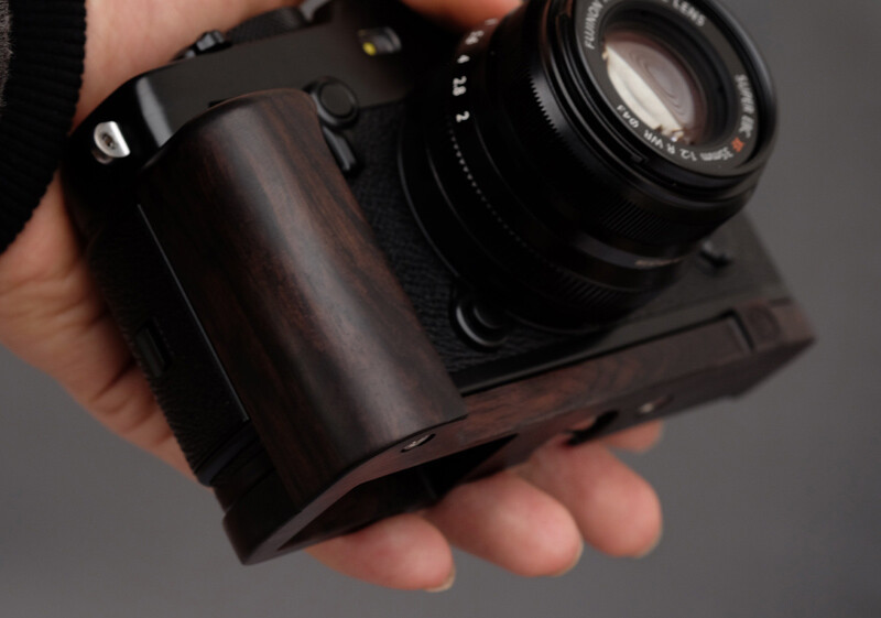 Handmade Ebony Walnut Wood Camera Hand Grip Holder For Fujifilm Xe4