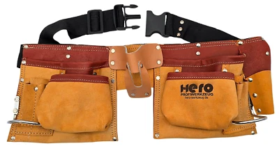 HERO PROFIWERKZEUG Leder Werkzeuggürtel Werkzeugtasche Gürteltasche Handwerkergürtel Hammerhalter