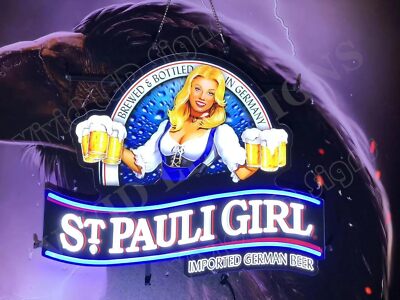 St. Pauli Girl Beer German 24''x20'' Vivid LED Neon Sign Light Lamp With Dimmer SU