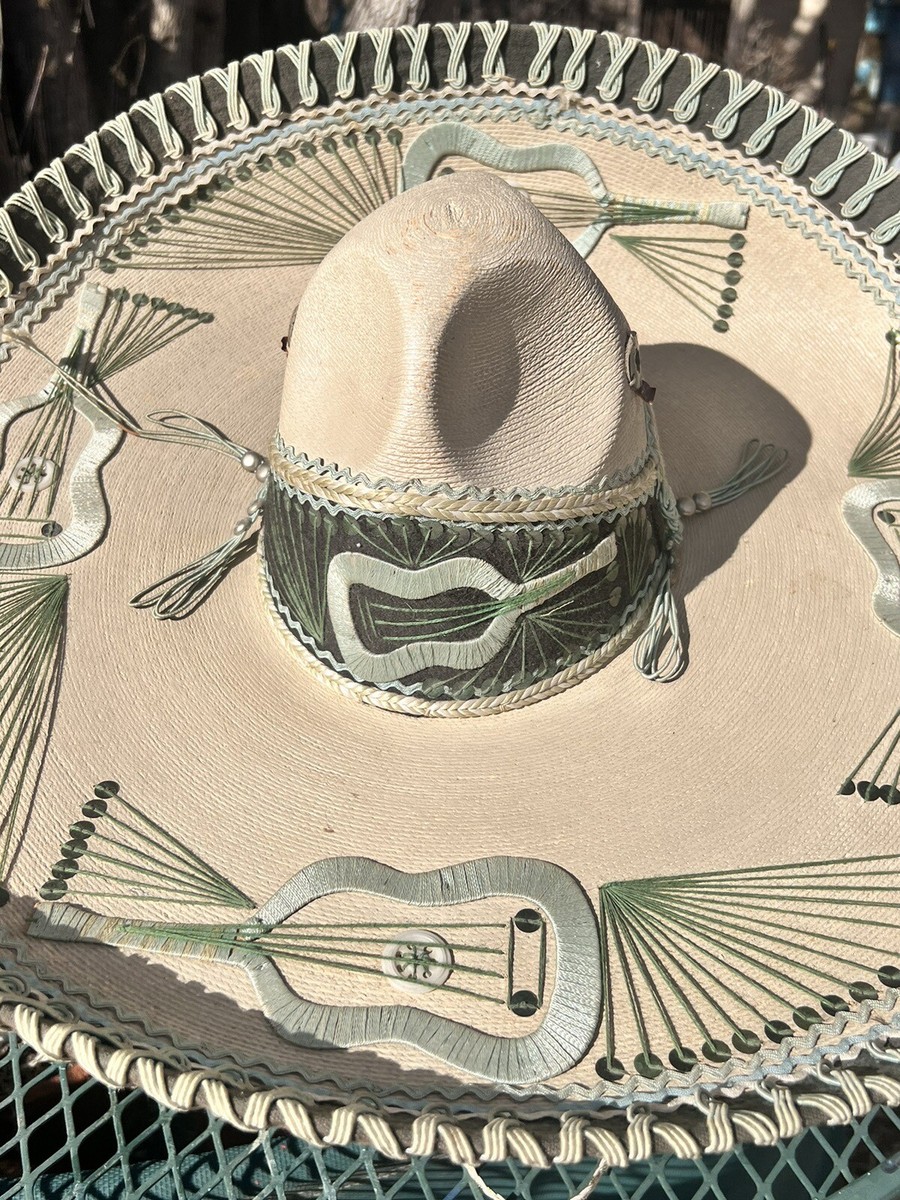 VINTAGE Gilberto Salazar Mariachi Hat Sombrero Embroidered Guitars