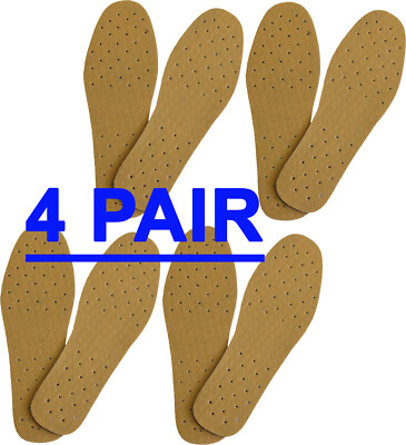 FOUR PAIR BROWN UNISEX MEMORY FOAM SHOE INSOLES SHOES COMFORT ANTI-ARTHRITIS NEW