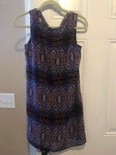 A. BYER Women's Geometric Print Sleeveless A-Line Dress Size S Fully Lined EUC