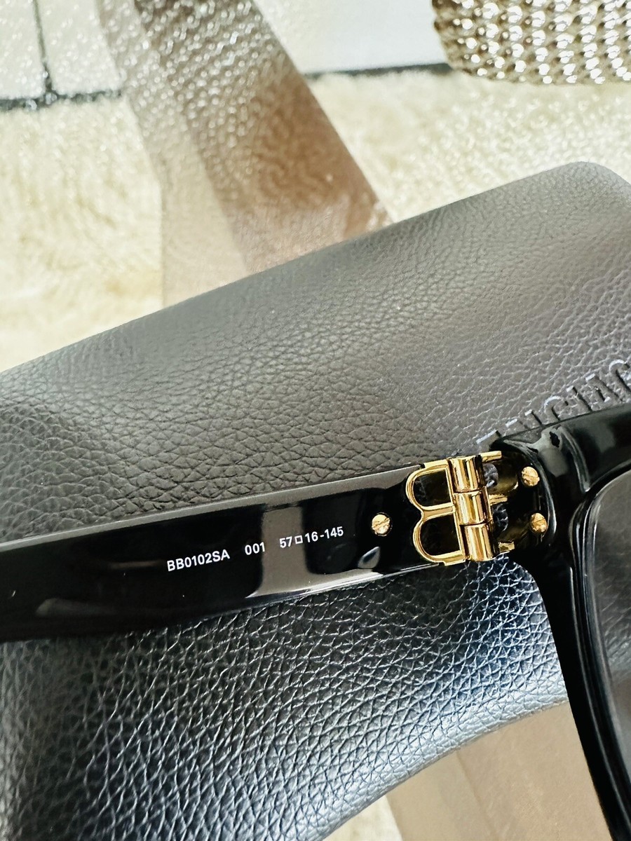 サングラス BALENCIAGA Woman Sunglasses Black BB0102SA 001 Balenciaga Womens BB0102SA 001 Black Gold Logo Sunglasses | eBay