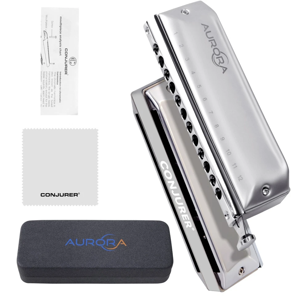 12 Hole Chromatic Harmonica C Key Mouth Organ Professional Harmonica with Case - Image 3 of 4