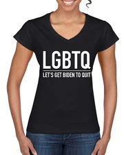 LGBTQ Let's Get Biden To Quit Political Women Standard V-Neck Tee