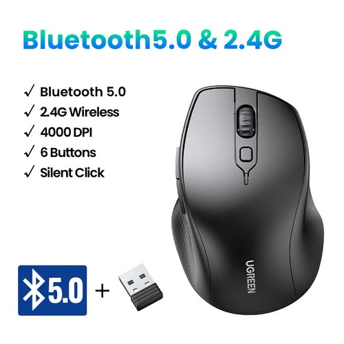 Wireless Mouse Bluetooth5.0 Mouse Ergonomic 4000DPI 6 Mute Buttons Mouse MacBook - 第 31/37 張圖片