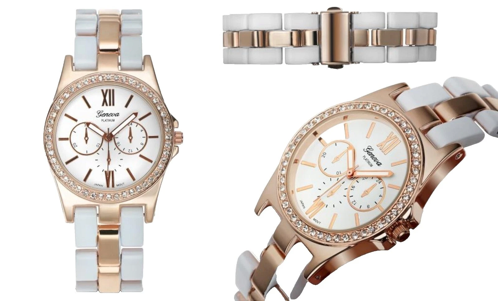 Banda de oro rosa analógico Geneva Relojes de pulsera