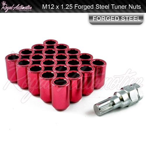 Red Tuner Wheel Nuts x 20 12x1.25 For Nissan 350Z 370Z Skyline Silva