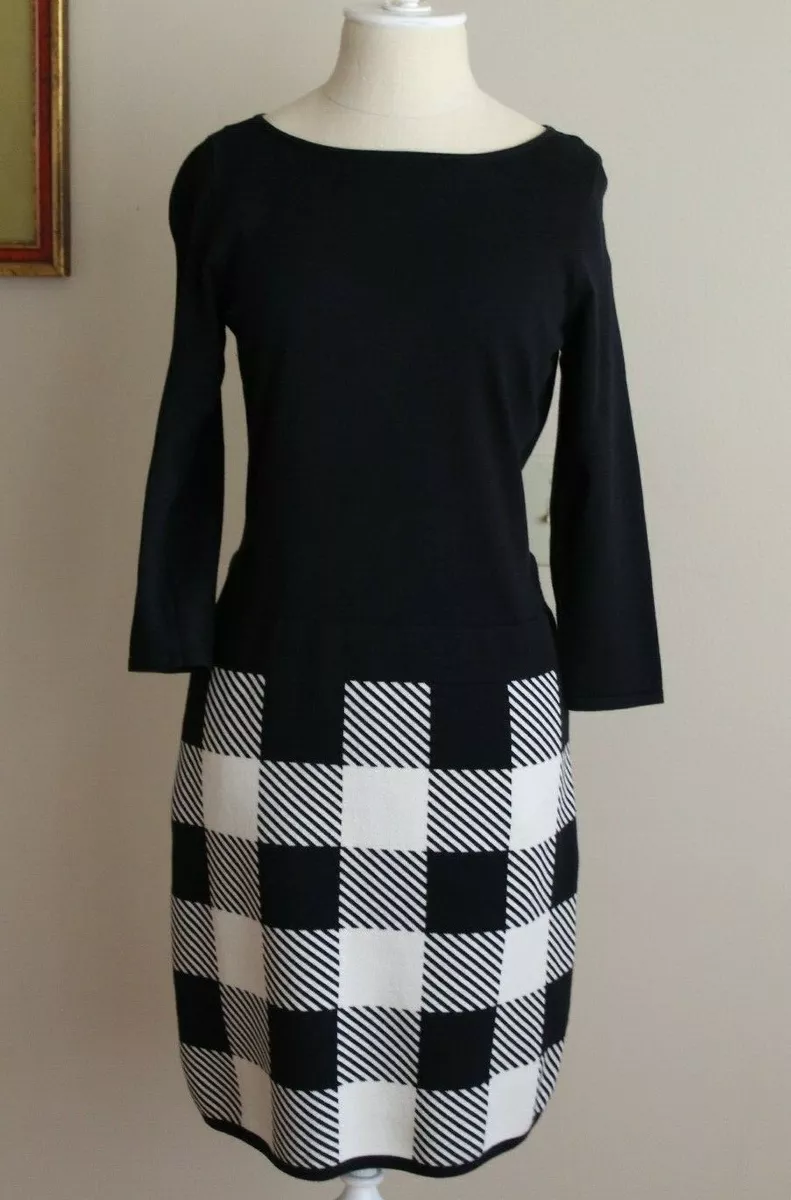 LAUREN RALPH LAUREN PLAID SWEATER DRESS Size SMALL Color Black Multi