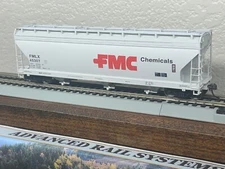 FMC CHEMICAL CYLINDRICAL COVERED ACF 3-BAY HOPPER CAR - FMC LOGO HO Scale NEW