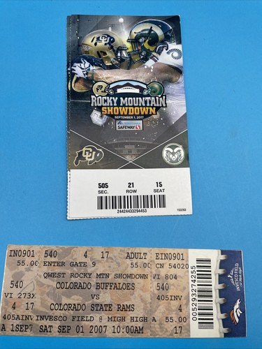 Colorado Buffaloes V Colorado State Rams Football Ticket Stubs, 20 Diff Years - Picture 5 of 12