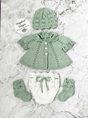 ''Beatrice'' mehrteilige Strickanleitung für Puppe 16 -22'' oder 0-3 Monate Baby