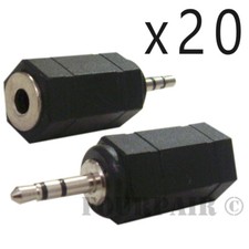 20 Pack Lot 3.5mm 1/8" Mono Female Jack to 2.5mm Stereo Male Plug Audio Adapter