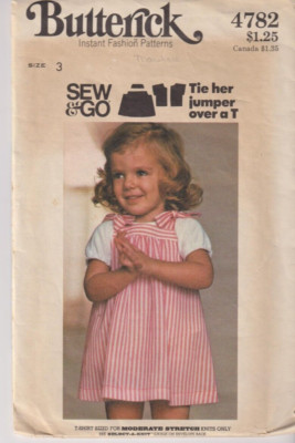 4782 BUTTERICK c.1970s - JUMPER & TSHIRT - GIRLS Sz 3