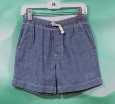 Crewcuts Size 6 Boys Blue Chambray Elastic Drawstring Waist Three Pocket Shorts