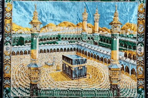 Arazzo/tappeto da parete Mecca finemente lavorato 6' x 4' + frange - Foto 4 di 5