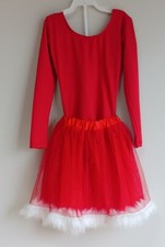 Little Girls Santa Costume, Long Sleeve Leotard and Tutu Skirt, Size: 4-6, Red