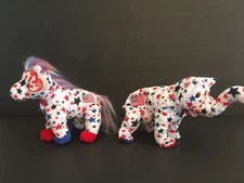 Beanie Babies Democrat and Republican TY Lefty Righty 2004 Hang Tag Error Space!