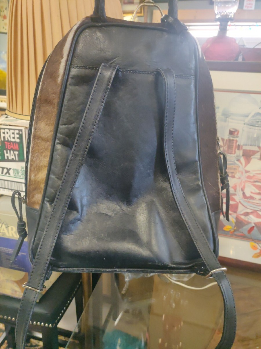 Jackson & Hyde Classic Cowhide Leather Backpack Jackson And Hyde Cow Hide Leather Calf Hair Backpack Brown  main image 4