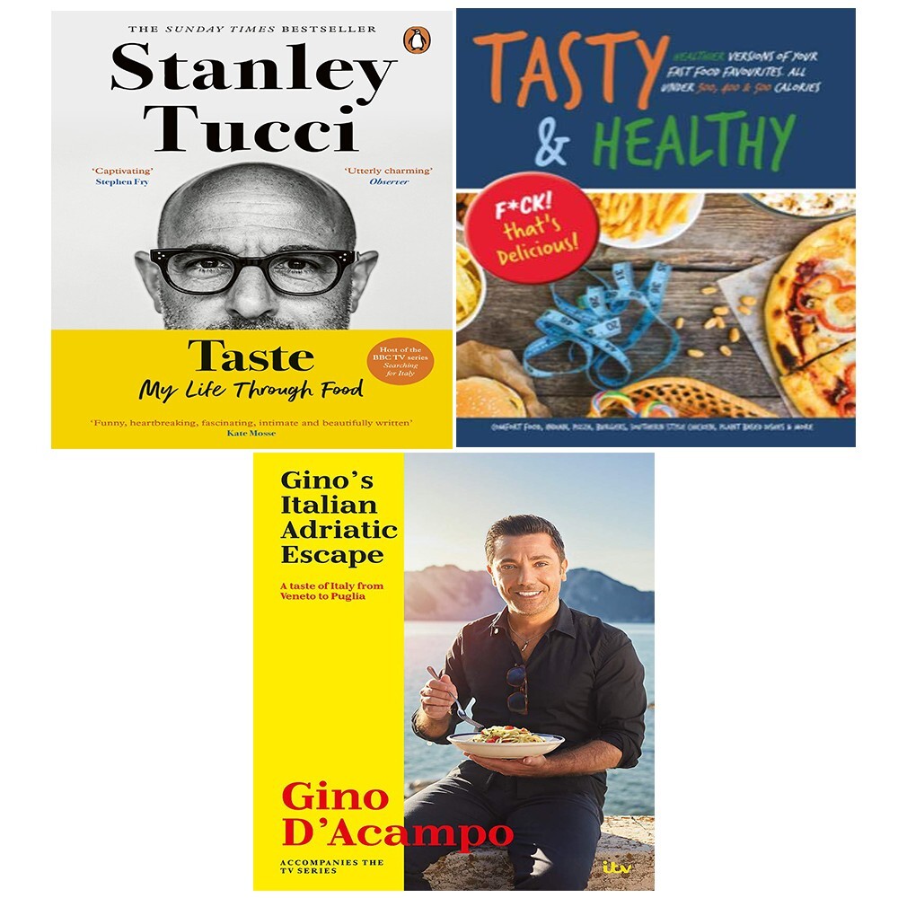 Taste Stanley Tucci, Gino's Italian Adriatic Escape, Tasty & Healthy 3 Books Set