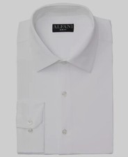  68 Alfani Men's White Slim-Fit Long-Sleeve Dress Shirt Size 17-17.5 36/37